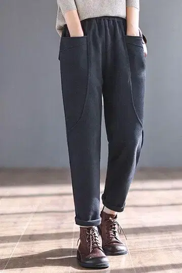 L 울트라 웜 속기모 루즈핏 전체 밴딩 포켓 디자인 팬츠 블랙 L