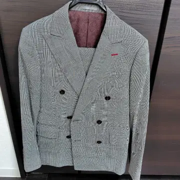 SAXTILIST 체크 무늬 더블 브레스트 수트