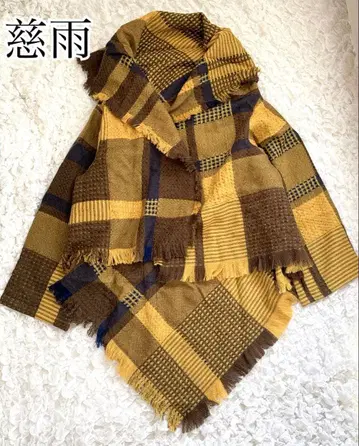 새상품급 센소유니코 지우 체크 울 케이프 판초풍