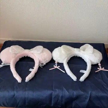 디즈니씨 미니 리본 포함 펄 머리띠 2세트