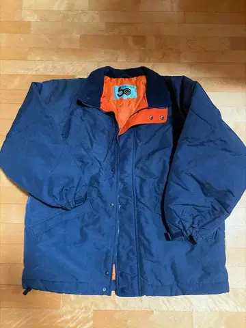 네이비/오렌지 후드 부착 자켓 LL