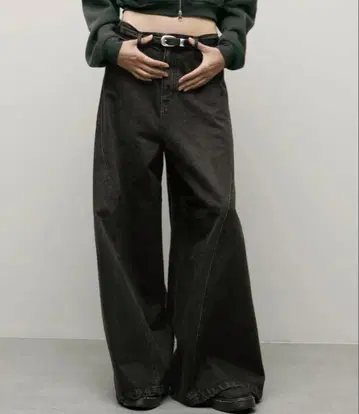 ENDER PRODUCTS 빈티지 가공 입체 재단 플레어 와이드 데님