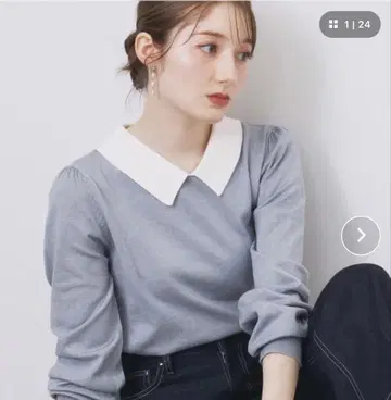 [ 미개봉 새상품 ] Index 바이컬러 카라 니트 [ 세탁기 OK ]