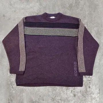 프랑스제 1990s OXBOW 자카드 니트 올 패턴 보더