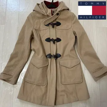 TOMMY HILFIGER 후드 부착 더플 코트 카멜 캐시미어 혼방