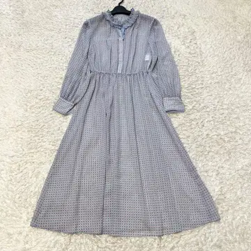 ANAYI 서클 로프 프린트 플리츠 칼라 원피스 기하학 블루 36