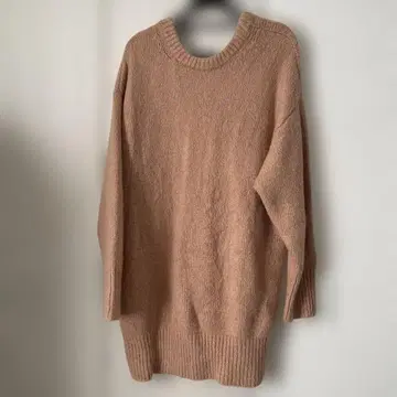 베이지, 살몬 핑크 크루넥 니트 원피스