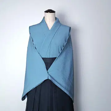 물망초색 궁도 기모노 와후쿠 심사