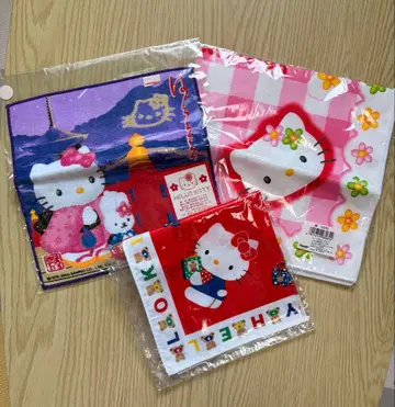 새상품 헬로키티 손수건 세트 3장 헤이세이 레트로