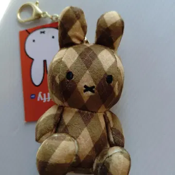 한국 한정판 미피 마스코트 키링 체크 브라운 베이지