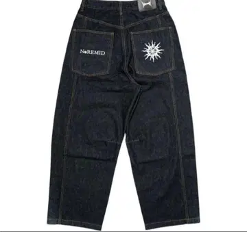 NoRemid 네이비 Rigit super baggy denim