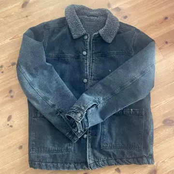 데님 보아 옷깃 자켓 다크 그레이