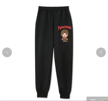 몽치치 자수 블랙 조거 팬츠