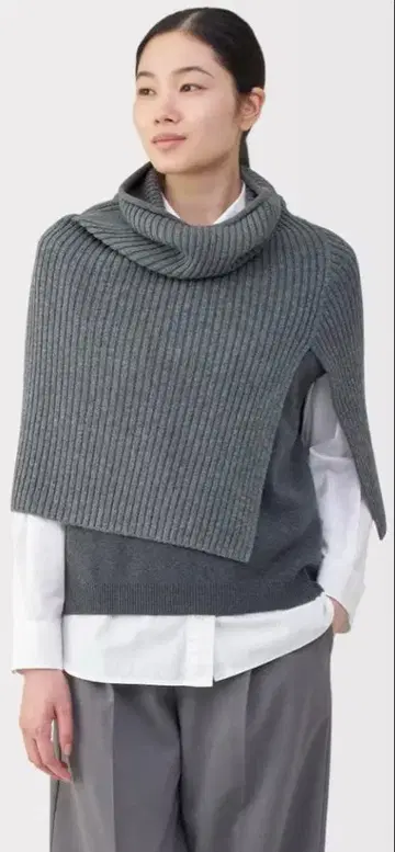 [무인양품] 목의 까슬거림을 억제한 메리노울 판초