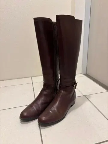 다크 브라운 가죽 롱 부츠