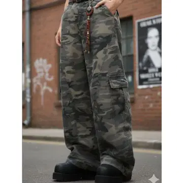 [ XL 사이즈 ] 카모플라쥬 카고 팬츠 와이드 실루엣