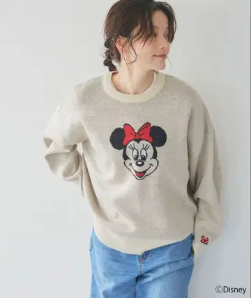미니 마우스 자수 오버 사이즈 니트
