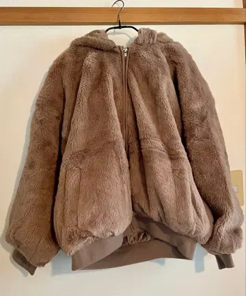 보아 자켓 후드 부착 브라운 그레이 M