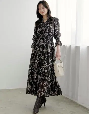 snidel Sustainable 플리츠 프린트 원피스 BRW