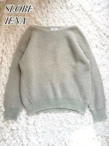 슬로브 이에나 모헤어 혼방 보트넥 니트 민트 그린