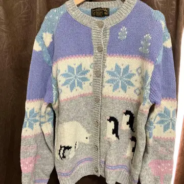 새상품급 Eddie Bauer 울 가디건 울 100% 블랙 택