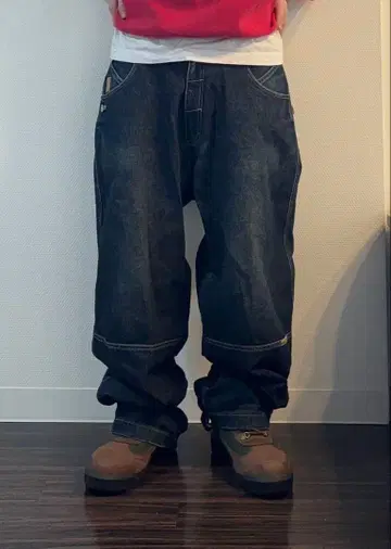 다크 블루 와이드 데님 팬츠