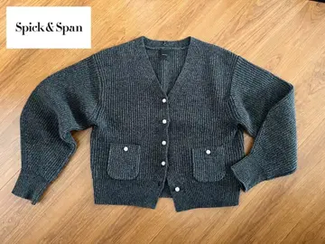 Spick & Span 펄 골지 니트 가디건 그레이