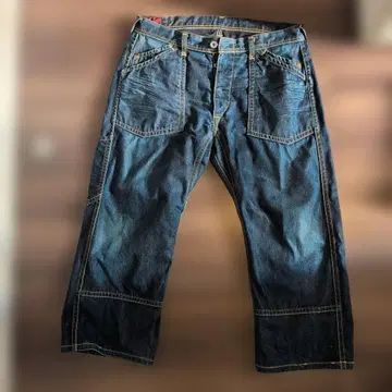 다크 블루 데님 팬츠 버튼 플라이