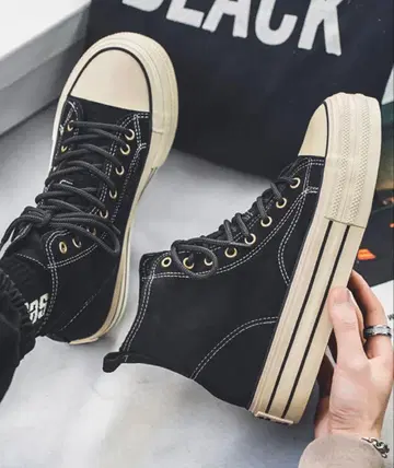 스웨이드 느낌 통굽 하이컷 스니커즈