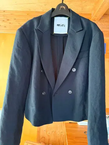 mici 네이비 더블 버튼 테일러드 자켓