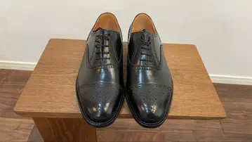 [ 미사용 ] 스코치 그레인 블랙 가죽 신발 25cm 스트레이트 팁