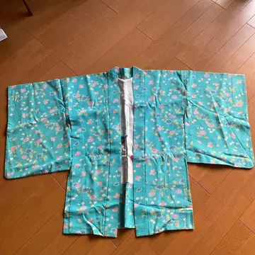 스카이블루 꽃무늬 염색 코몬 올 패턴 겉옷 HAORI