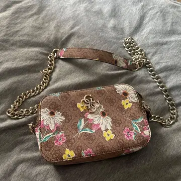 꽃무늬 숄더백 브라운