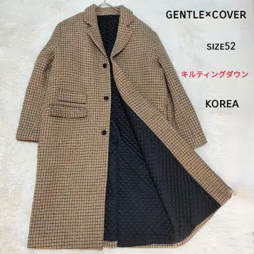 새상품급 GENTLE x COVER 퀼팅 다운 체스터 코트 체크
