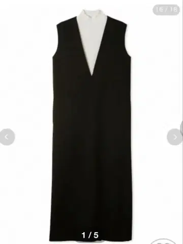 슬리브리스 니트 V넥 원피스 SET UP