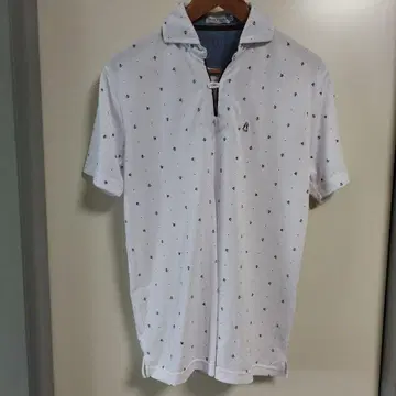 Hush Puppies L 화이트 하프 지퍼 피케 셔츠