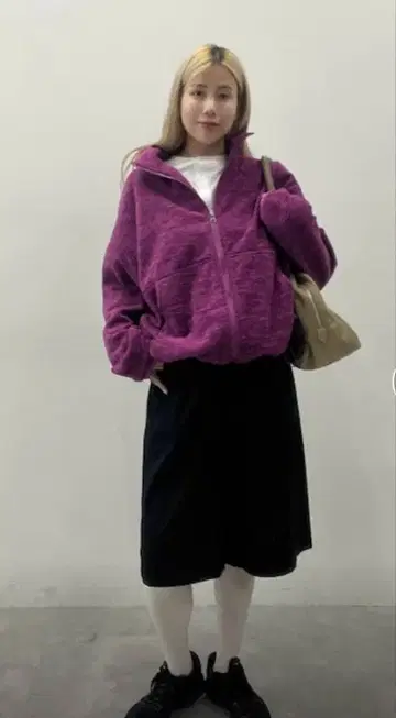 jeanasis 퍼플 플리스풍 집업 자켓