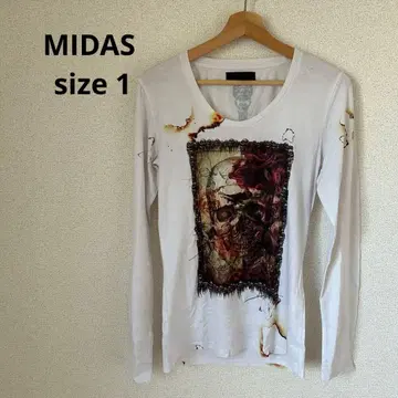 MIDAS 남성용 롱T 스컬 타이트 Y2K