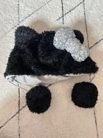 USJ 리본 포함 팬캡 블랙 키티