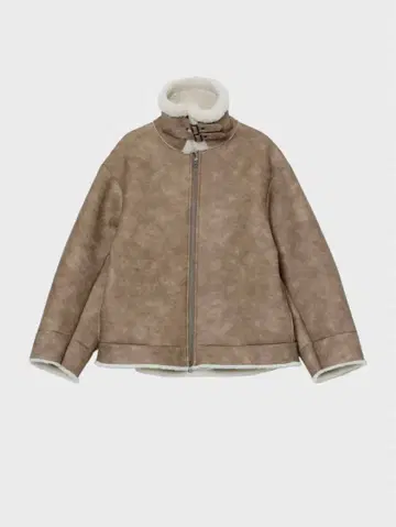 스터링 루어 스탠드 칼라 보아 코트 브라운 사이즈 2