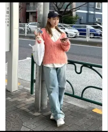 V넥 기모 루즈 니트