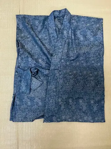 기모노에서 만든 꽃무늬 파란색 코몬 프리 사이즈 맞춤 제작 베스트