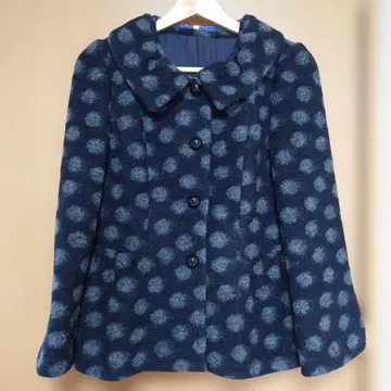 엠즈 그레이시 블랙 그레이 도트 무늬 울 코트 38