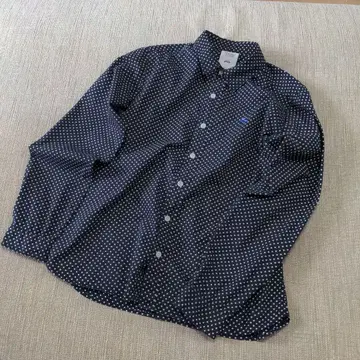 일본제 grin 도트 무늬 긴팔 셔츠 사이즈 3 블랙 올빼미 자수