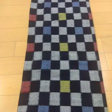 목화 쿠루메 카스리 이치마츠 패턴 기모노