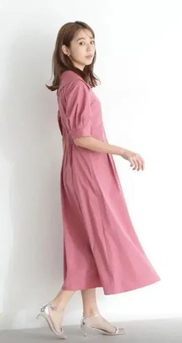 새상품급! 내추럴 뷰티 베이직 핑크 카슈쿨 롱 원피스 M