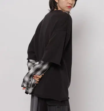 니코앤드 헨리 체크 레이어드 풀오버 블랙