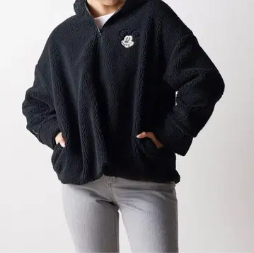 미키 보아 지퍼 후드티