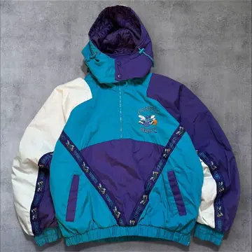 90s NBA 호넷츠 충전솜 아노락 후드티 자수 라인 디자인