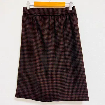 드로어 스커트 울 drawer 깅엄 체크 타이트 포켓